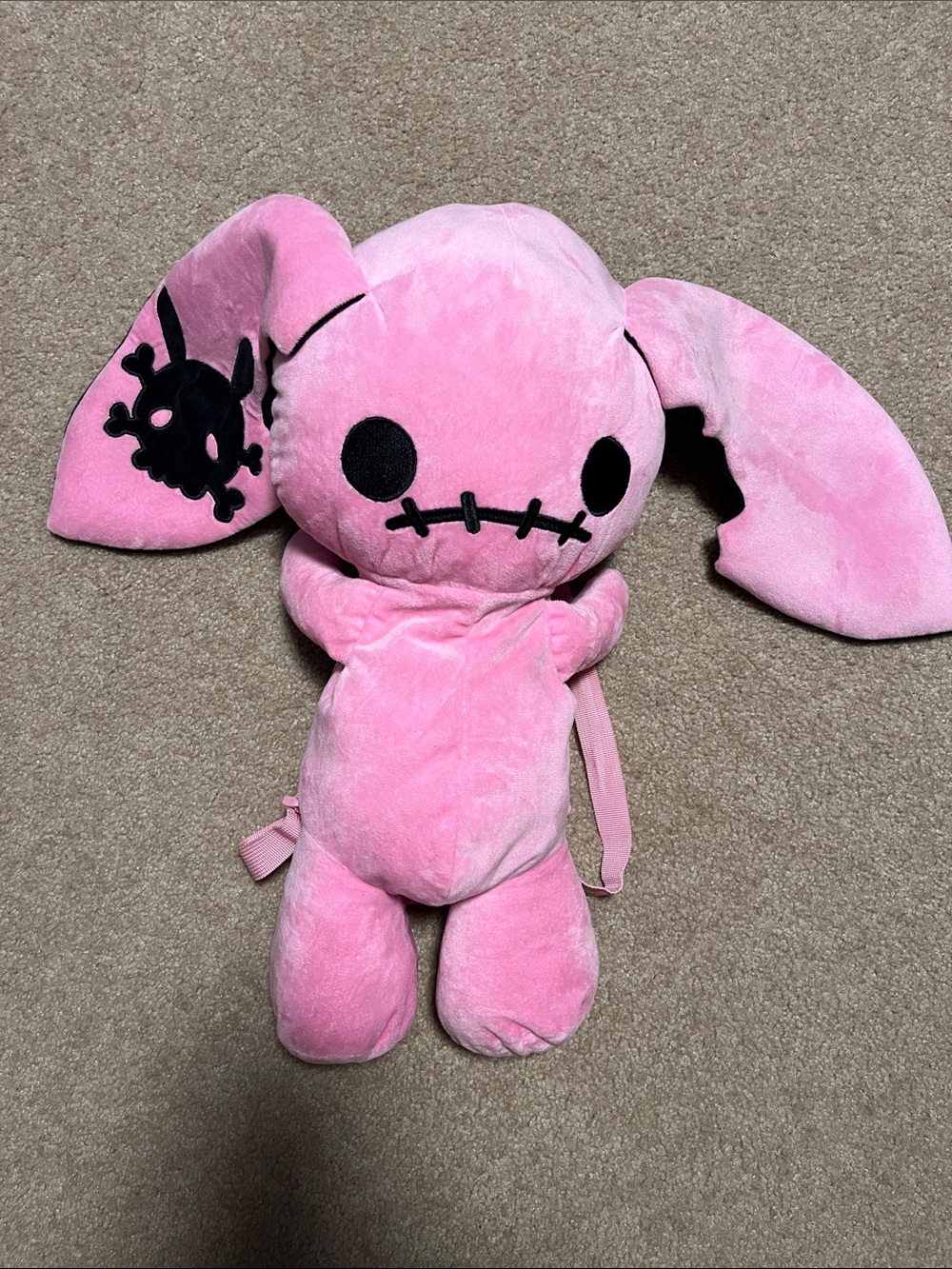 Sleepyville Critters Naughty Bunny Pink Plush Backpack